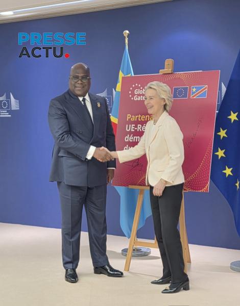 Félix Tshisekedi et la présidente de la commission de l'Union Européenne, Ursula von der Leyen.