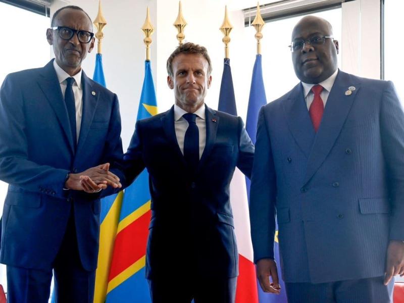 Félix Tshisekedi, Paul Kagame et Emmanuel Macron se sont rencontrés à New York en marge de la 77e session de l’Assemblée générale des Nations unies. credit photo/ Tiers
