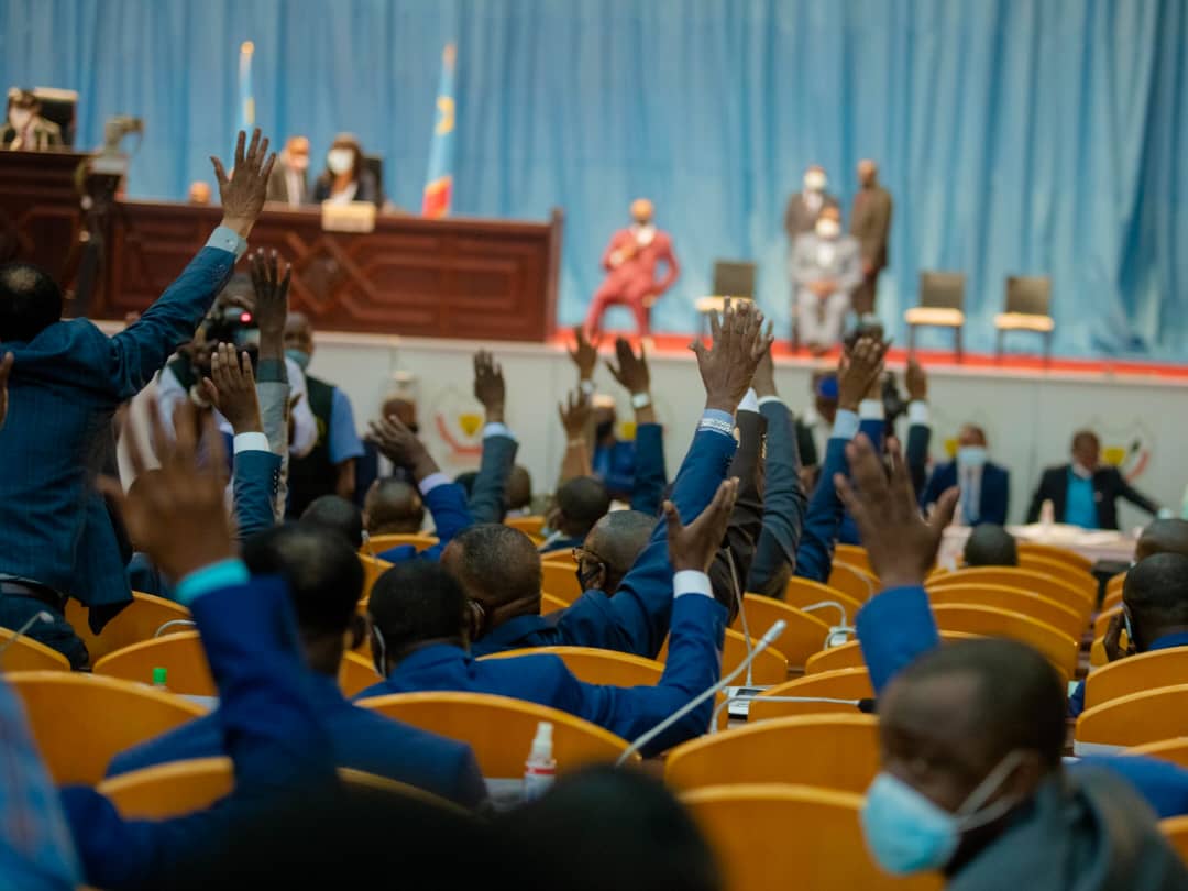 Vue d'ensemble des députés nationaux, lors d'une séance plénière à l'Assemblée nationale à Kinshasa, en République démocratique du Congo (RDC )