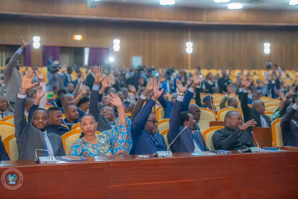 Vue d'ensemble des députés nationaux à l'Assemblée nationale de la République démocratique du Congo (RDC), à Kinshasa.