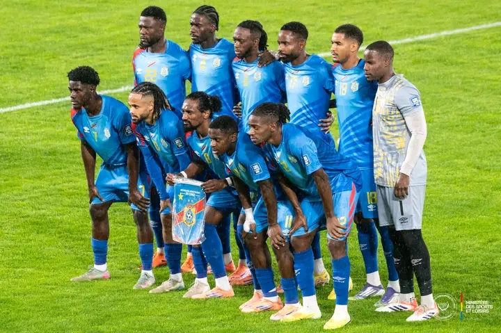 Léopards de la République démocratique du Congo RDC, lors de la rencontre de demi-finale des barrages mondial 2026, contre le Cameroun à rabat au Maroc, jeudi 13 novembre 2025. Crédit photo FECOFA