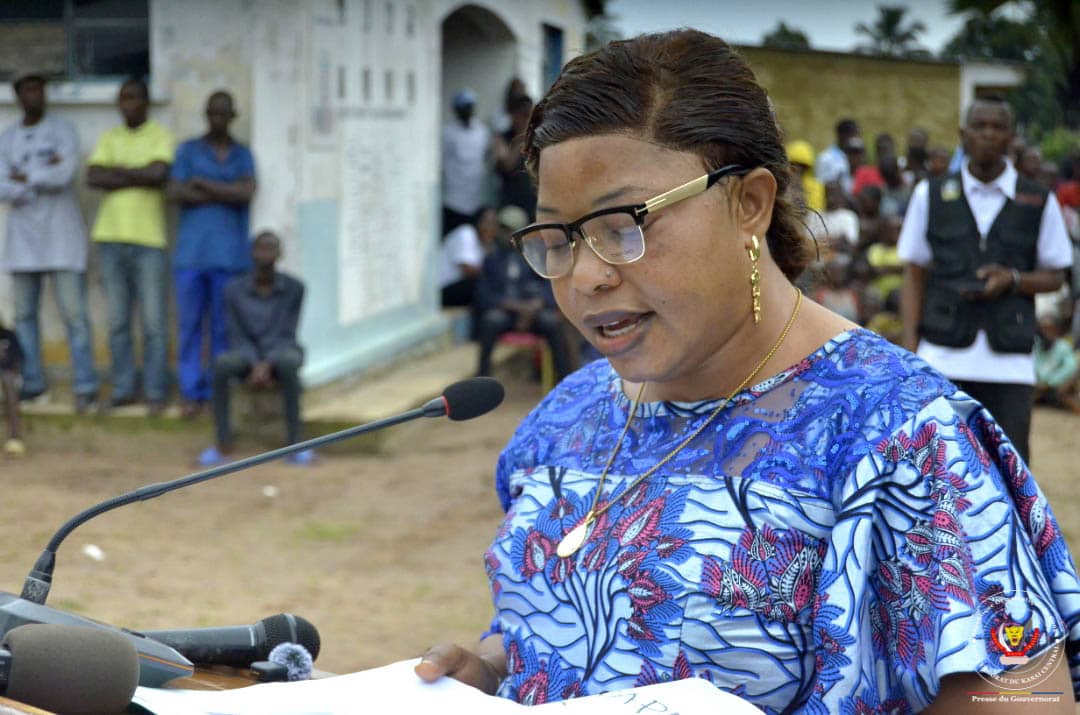 La ministre provinciale de la Santé, Rose Kamueka Kabuamba, lors de la cérémonie du lancement de la campagne de vaccination