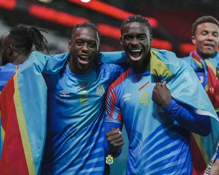 Les joueurs de l'équipe nationale de la RDC, Léopards seniors messieurs, après leur victoire face au Nigeria.