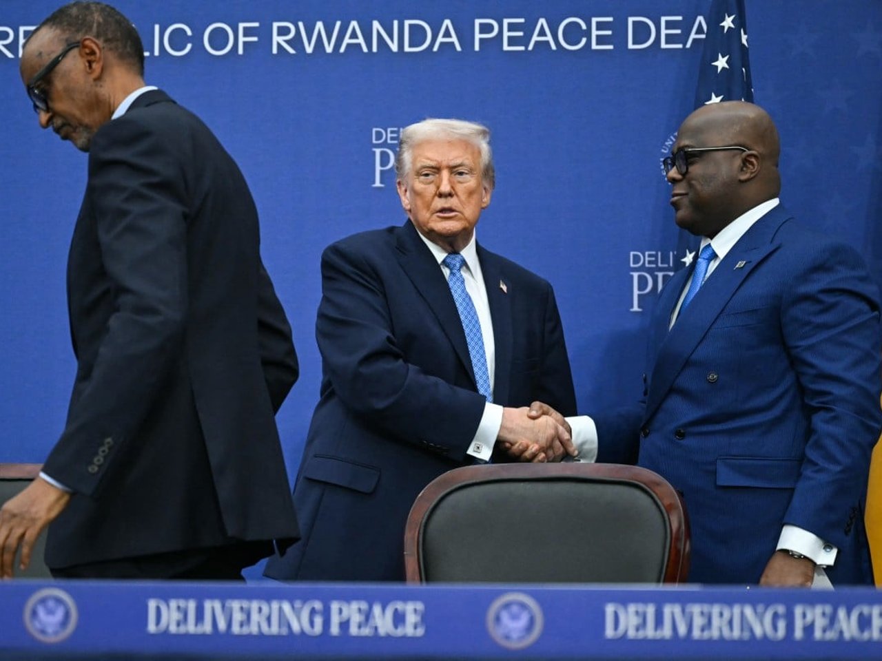 Lors de la ratification de l'accord de paix à Washington entre Paul Kagame et Félix Tshisekedi, sous l'égide des États-Unis d'Amérique, le 04 décembre 2025.