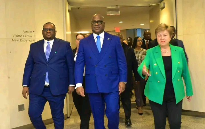Lors de la rencontre entre le président de la République Félix Tshisekedi avec la présidente du Fonds monétaire international FMI.