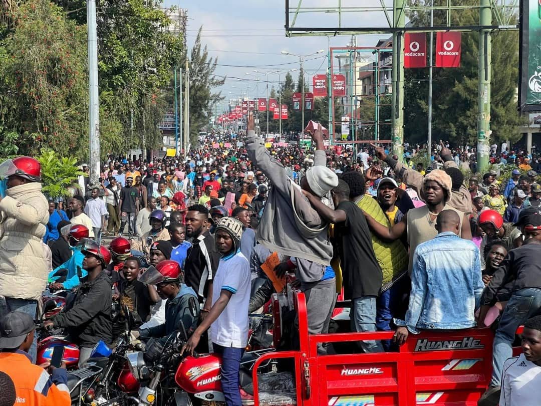Les manifestants à Goma, au Nord-Kivu.