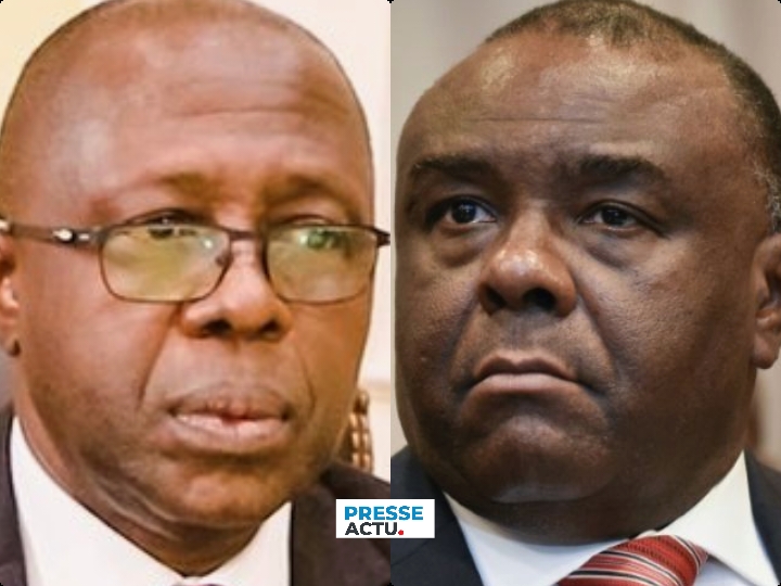 De gauche à droite, Christian Mwando, député national et Jean-Pierre Bemba, vice-premier ministre des transports, tous de la République démocratique du Congo (RDC). Crédit photo, Presse Actu.