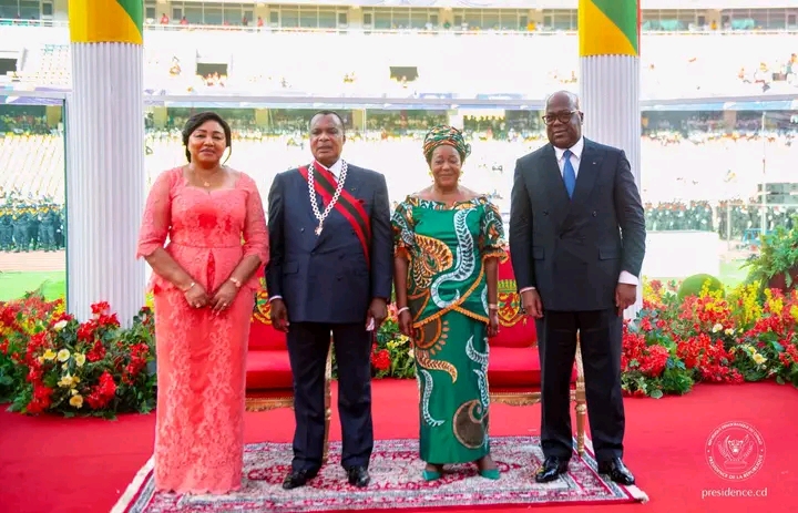 Les deux couples présidentiels de la RDC et du Congo-Brazzaville.