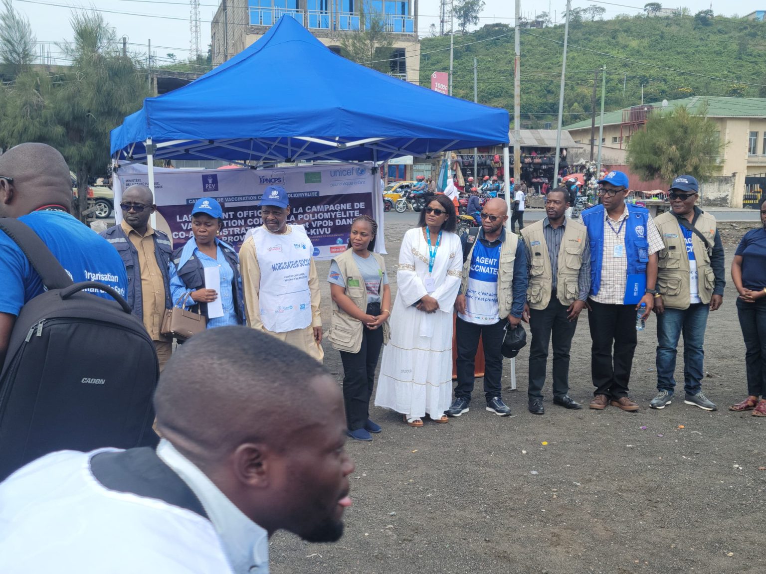 Lors du lancement officiel de la campagne de la vaccination contre la poliomyélite, au Nord-Kivu.