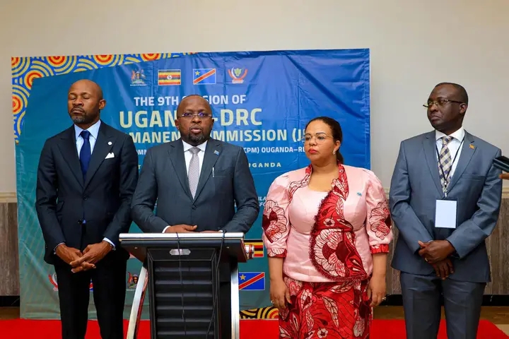 La délégation congolaise à Kampala en Ouganda, lors de la 9ᵉ session de la Commission permanente mixte RDC–Ouganda, tenue du 8 au 10 mai  2026.