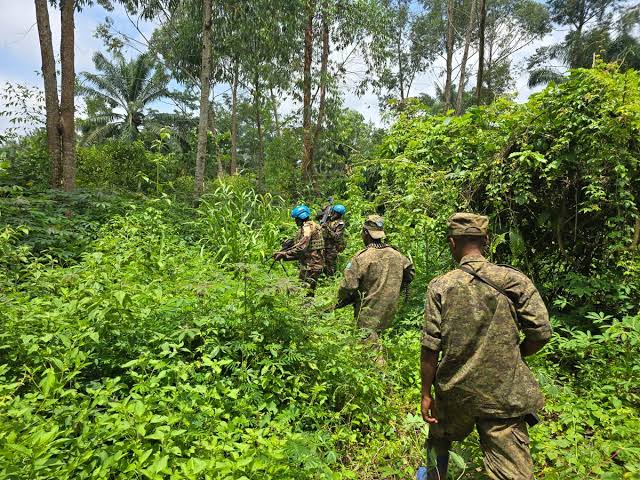 Les FARDC et les forces de la Monusco en plein patrouille.