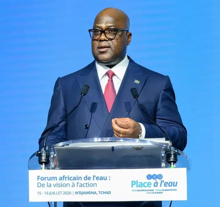 Président de la RDC, Félix Tshisekedi À l'ouverture du Forum africain de l'eau, ce mercredi 15 juillet 2026 à N'Djamena, au Tchad.